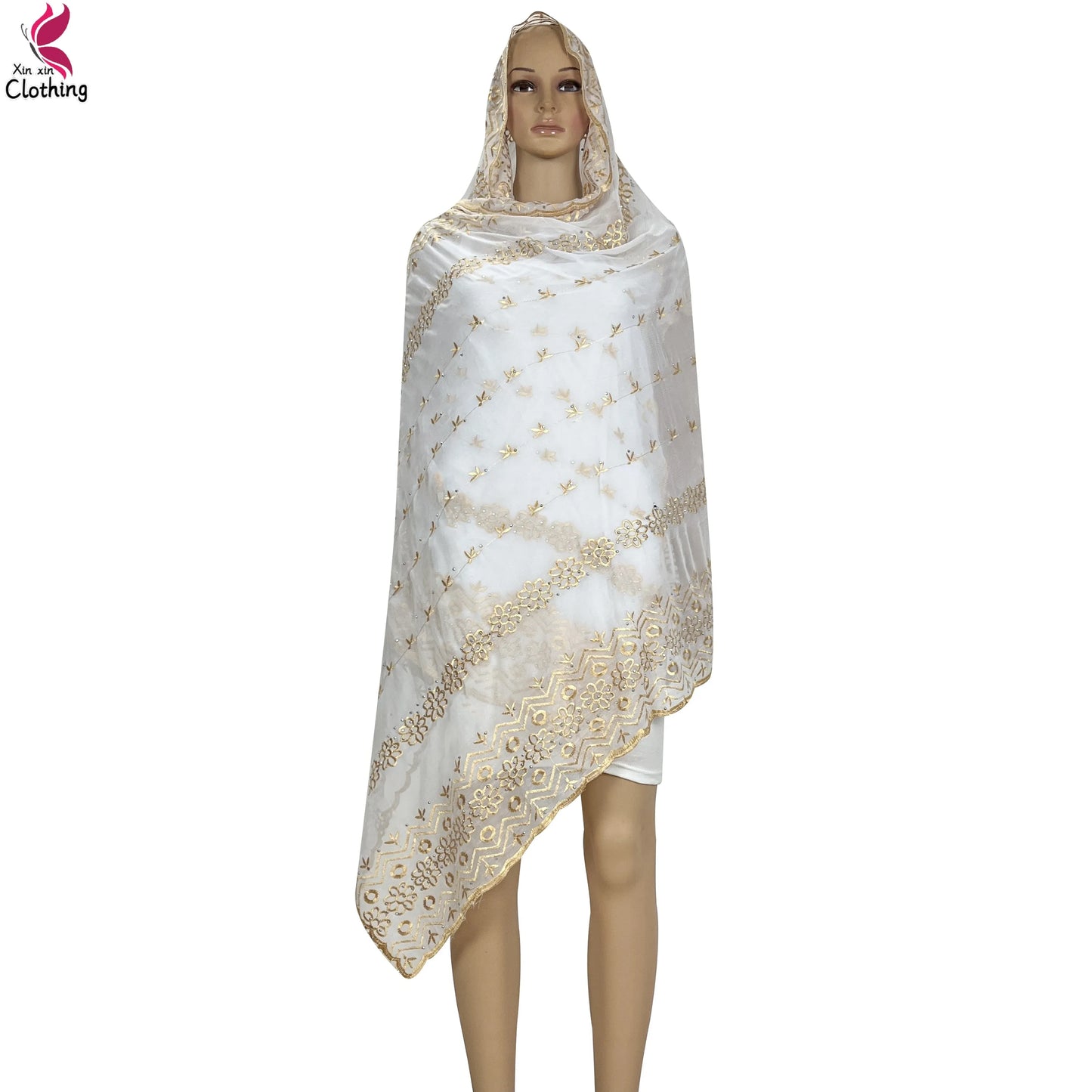 New High Quality Chiffon Women Scarves Diamonds Embroidery Soft Scarf African Women Hijab Muslim Dubai Ramadan Shawls Scarf