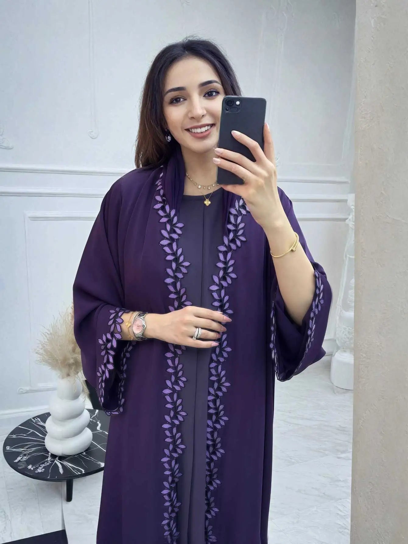 Women's Luxury Embroidered Abaya | Sequin & Bead Detail | Gulf Style