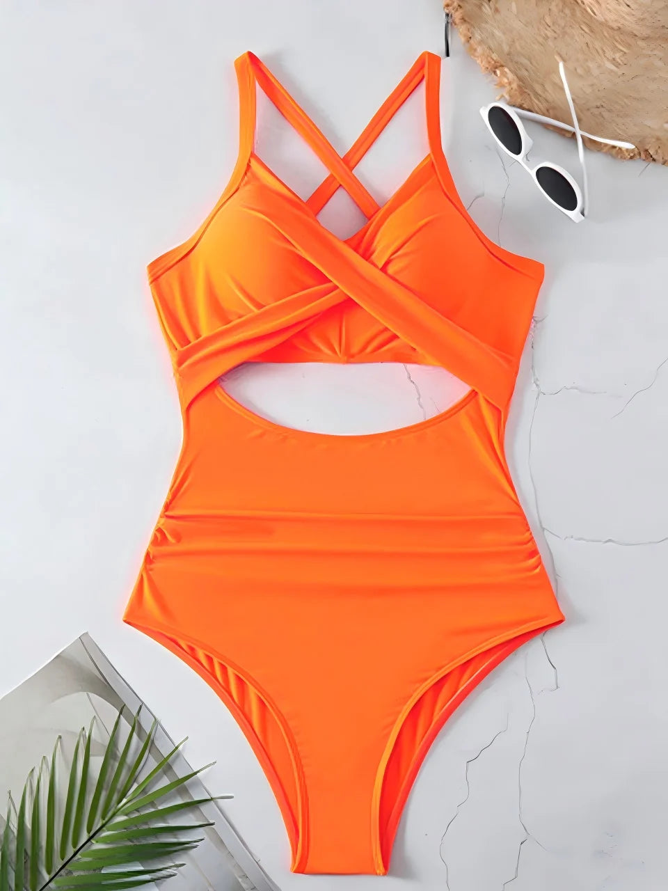 Ruched One-Piece Swimsuit for Women – Solid Color Bodysuit | Adjustable Straps | S–XXL