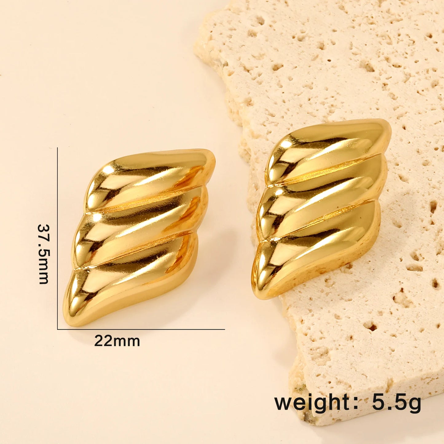 Fairy Flower Stud Earrings – 18K Gold-Plated Stainless Steel for Women