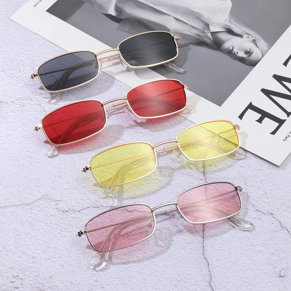 Slim Metal-Frame Sunglasses | Color Lens Options