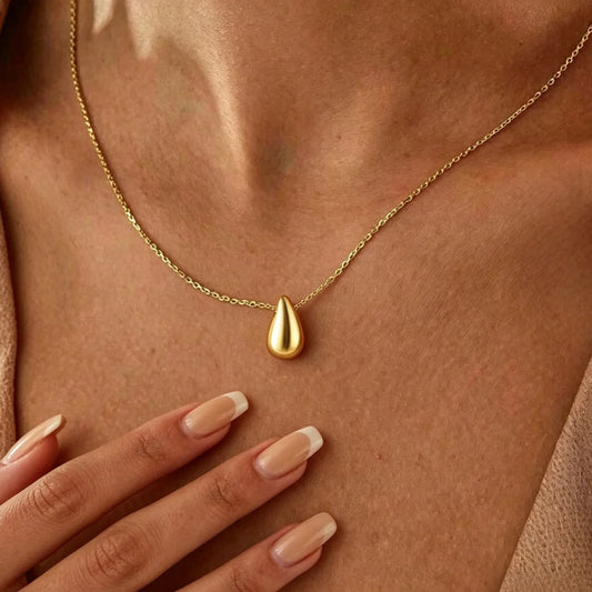 Teardrop Waterdrop Pendant Necklace – 18K Gold Plated Stainless Steel Minimalist Necklace