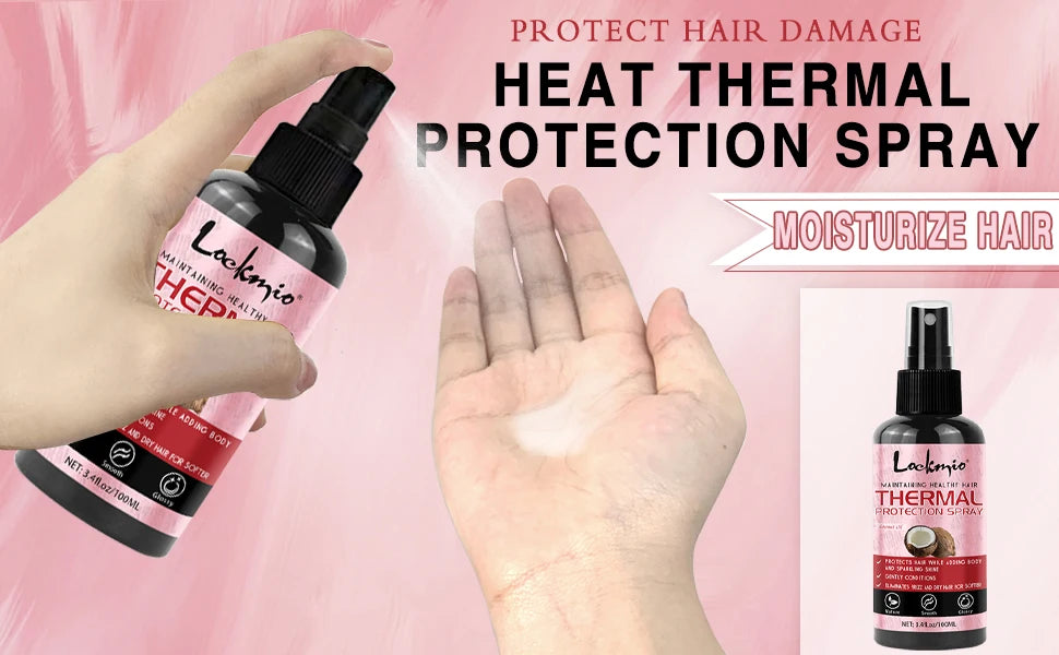 Lockmio Heat Protectant Spray for Hair – UV & Thermal Protection, Moisturizing & Shine Boost (100ml)