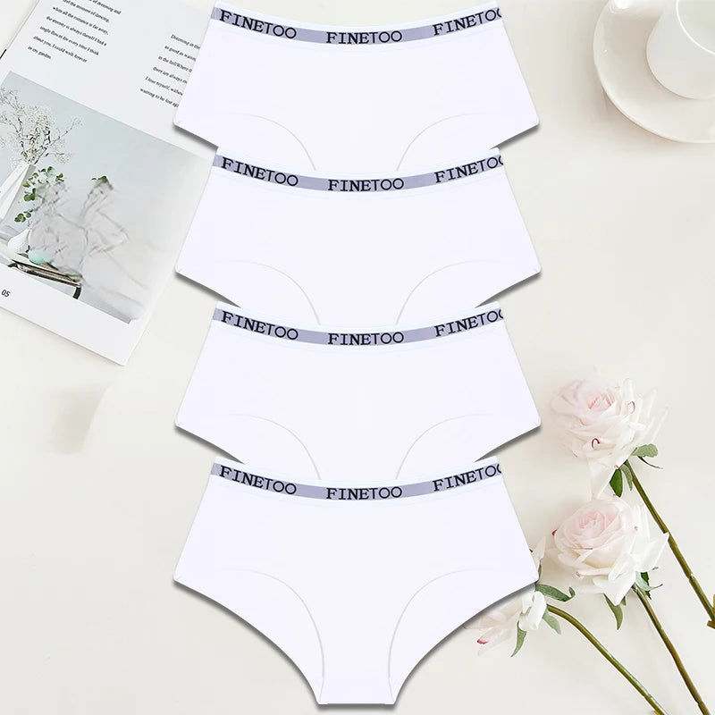 FINETOO 4Pcs/Set Sexy Hip Lifting Triangle Pants Pure Cotton Triangle Pants Low Waist Underwear FINETOO Brand Underwear 8 Colors