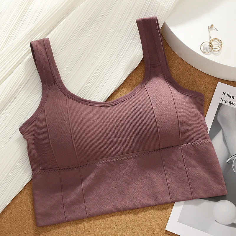 Women's Letter Print Bandeau Sports Bra – Wire-Free Padded Top | Gym Yoga Sleep