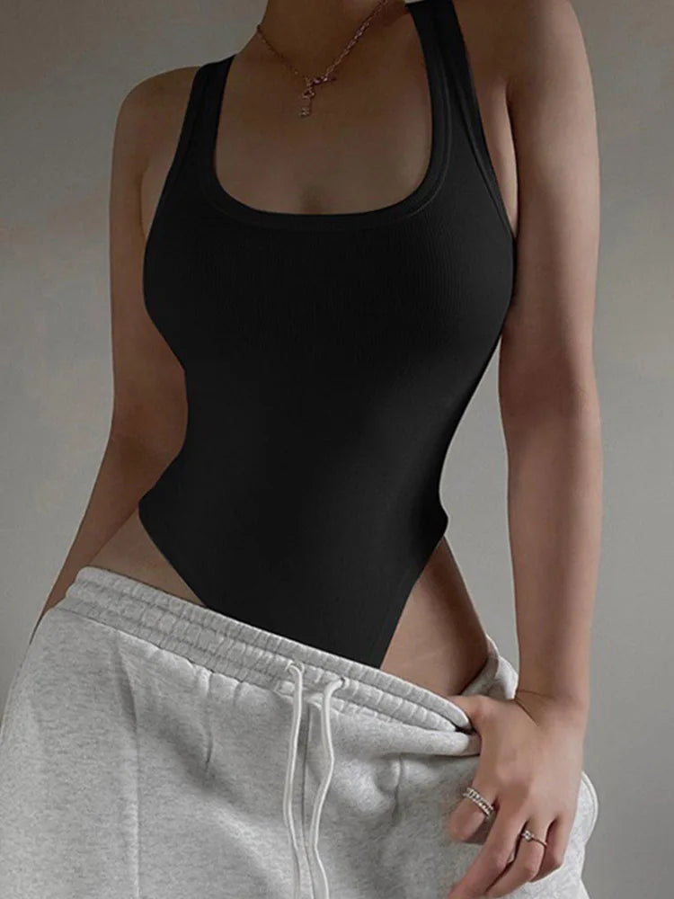 Sleeveless Knit Bodysuit – Slim Fit, High Stretch, Sexy Bodycon | Women's Clubwear & Streetwear