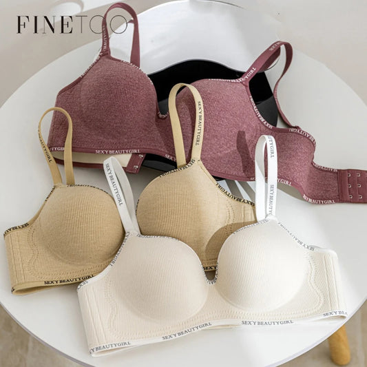 Thickened Push-Up Bra — Wire-Free Padded Bralette with Logo Straps