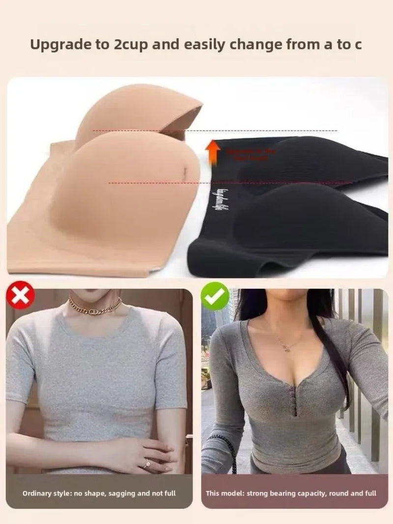 Women's 12CM Extreme Push Up Strapless Bra | No Wire Adhesive Sticky Bra for Lift & Cleavage | Invisible Non-Slip Nude Bra (70A–85A)