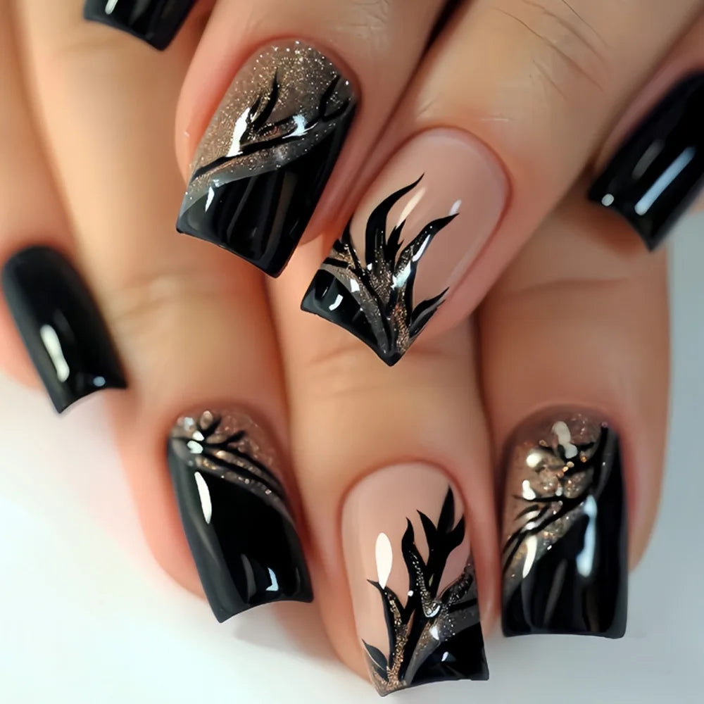 Short Ballerina Press-On Nails – Ombre Gradient Designs, 24 Pieces