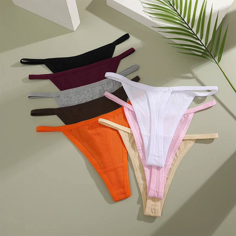 FINETOO 3PCS/Set Sexy Women Cotton G-String Underwear Low Waist Panties Girl T-back Panty Soft Thin Strap Femme Thong Lingerie