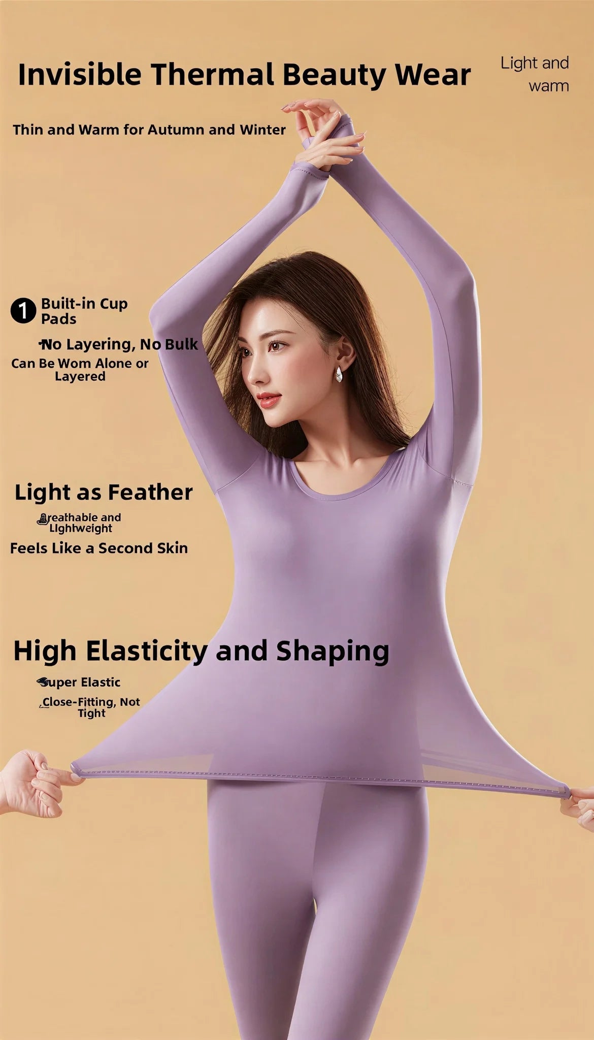 Thermal Underwear Set for Women – High-Elasticity Skin-Tight Warm Base Layer, Autumn/Winter (L–XL, 4 Colors)