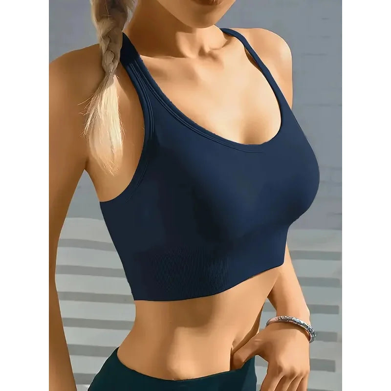Women's Seamless Push-Up Yoga Tank Bra – Breathable Padded Full Cup | Wire-Free Sports Bra