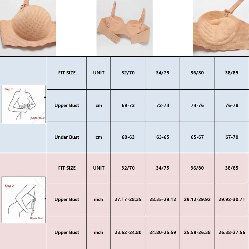 Seamless Push-Up Bralette — Wire-Free Padded Bra with Detachable Straps