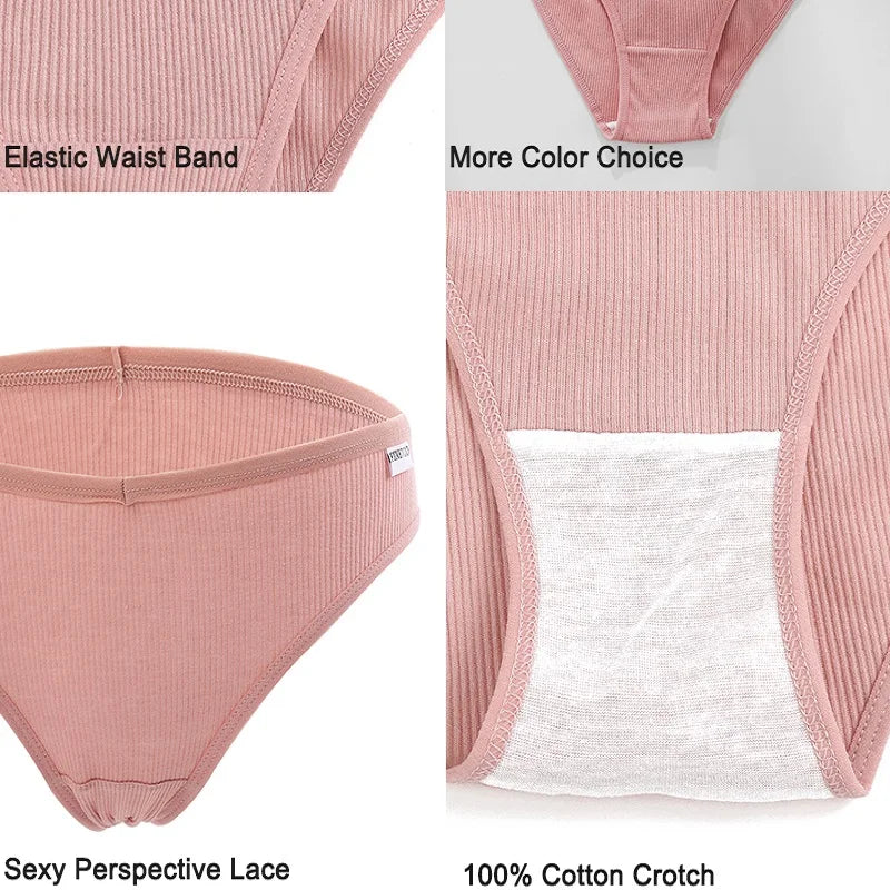 FINETOO 6Pcs/Set M-4XL Sexy Cotton Panties Female Underpants Sexy Panties for Women Briefs Underwear Plus Size Pantys Lingerie