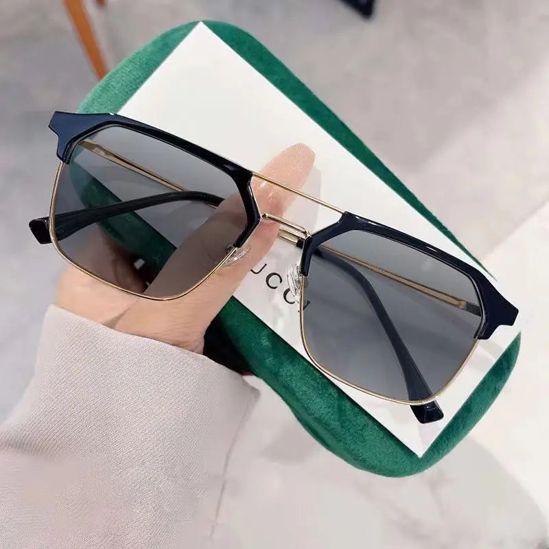Luxury Intelligent Photochromic Myopia Glasses Double Deam Color Changing Finished Near-sighted Eyewear Men Women Minus Diopters