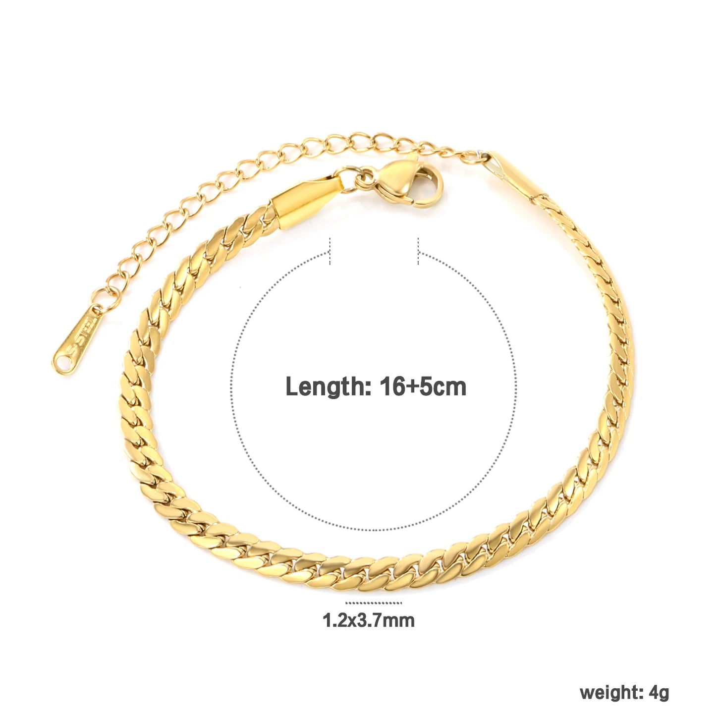 Blade Chain Bracelet – 18K Gold-Plated Snake Chain Stainless Steel Wrist Bracelet for Women
