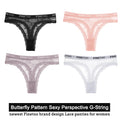 Women's Floral Lace G-String Thongs – 4-Piece Set | Butterfly T-Back Sexy Underwear (S–XL)