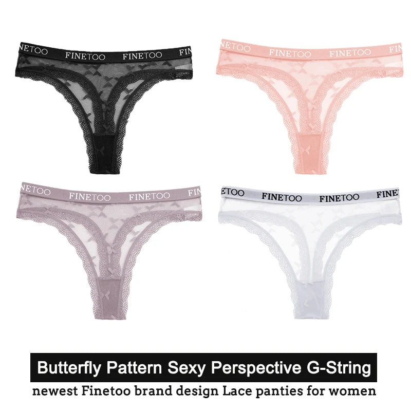 Women's Floral Lace G-String Thongs – 4-Piece Set | Butterfly T-Back Sexy Underwear (S–XL)
