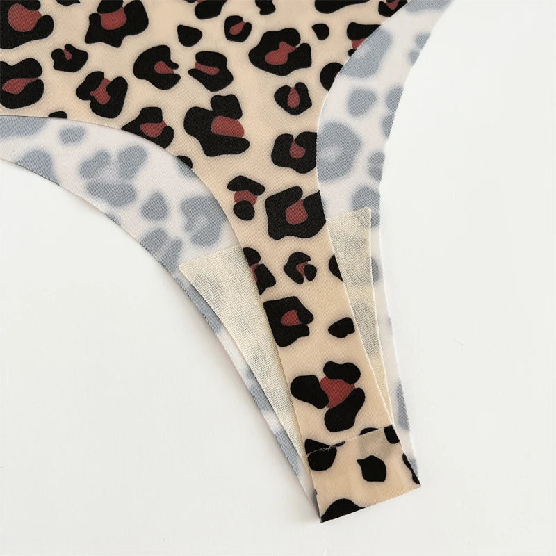 5-Pack Ice Silk Printed Thongs — Seamless Low-Rise G-String Panties