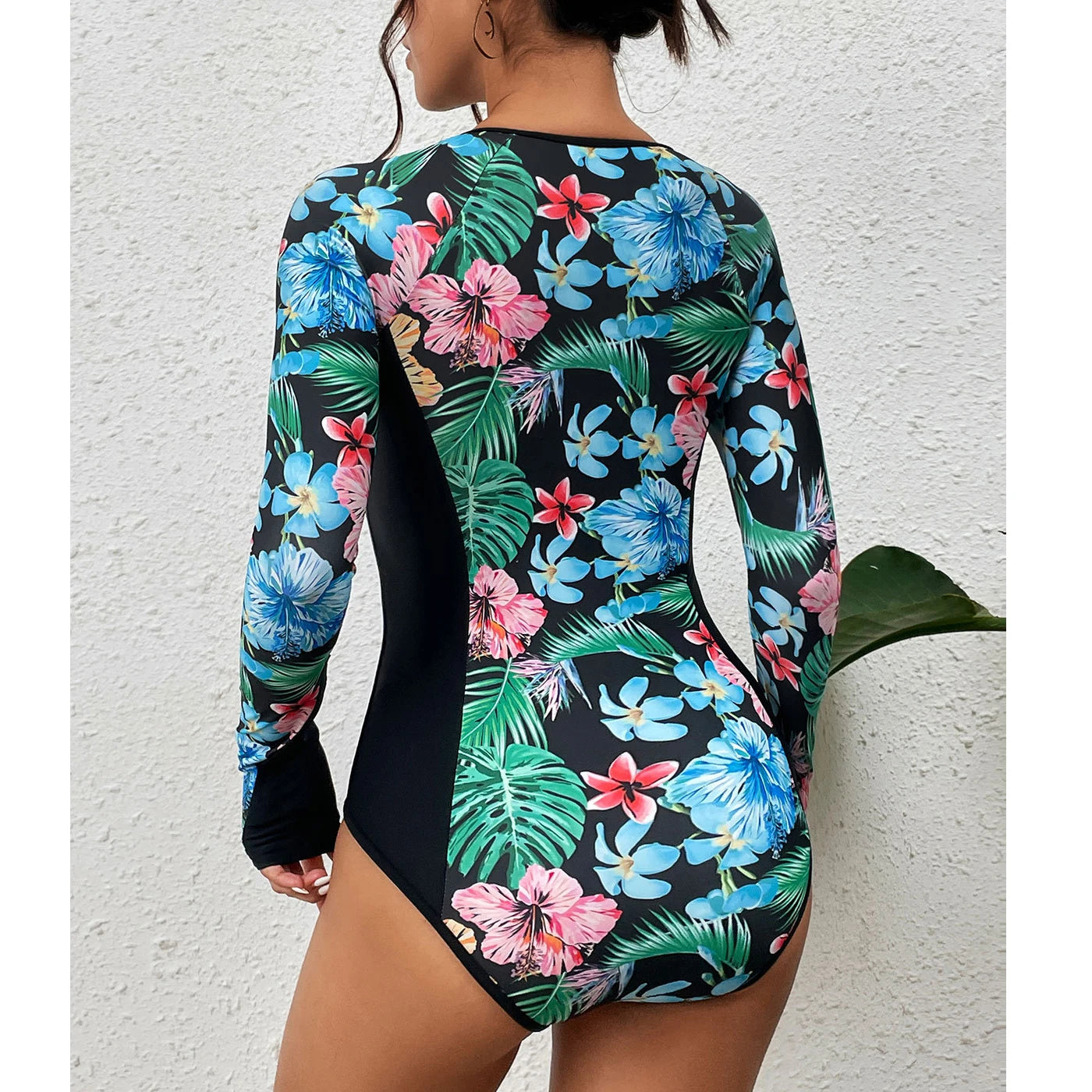 Color Block Surfing One-Piece Swimsuit — Long Sleeve Zipper | Women's Sport Swimwear