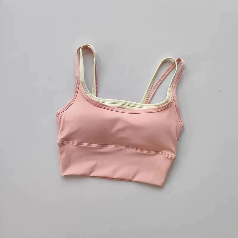 Women's Shockproof Gathering Sports Bra – Quick-Dry Suspender Vest | Yoga Fitness Running