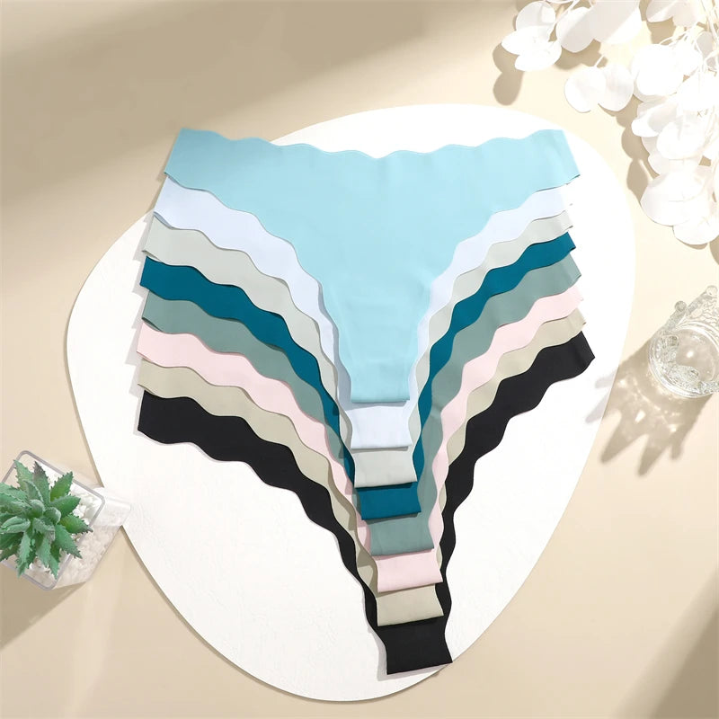 5Pcs Women's Seamless Comfy Thong Panties for Women Sport Running Underwear Set Sexy Low-Rise Solid V-Strings Invisible Lingerie