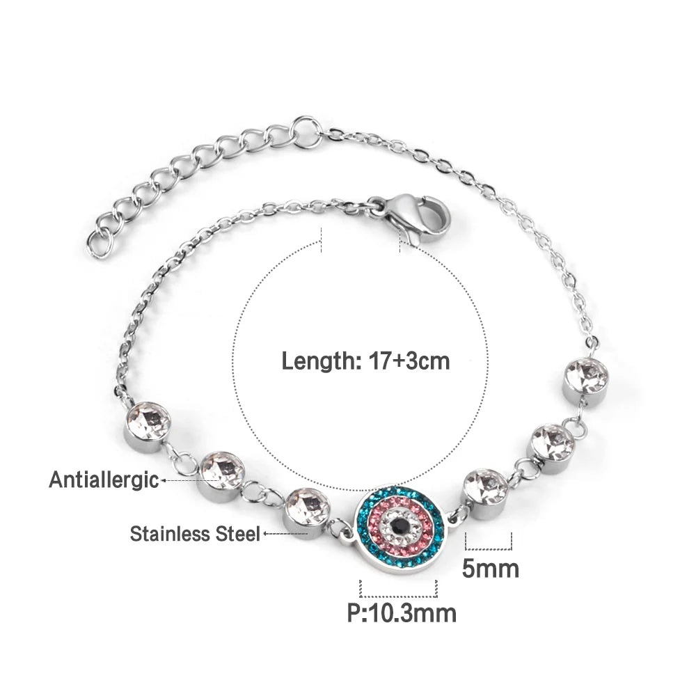 Evil Eye Bracelet – 18K Gold-Plated Stainless Steel Boho Charm Bracelet for Women