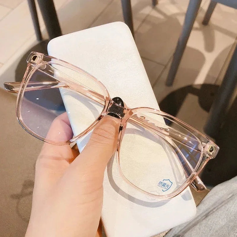 Oversized Square Myopia Glasses | Black, Pink & Clear Frames