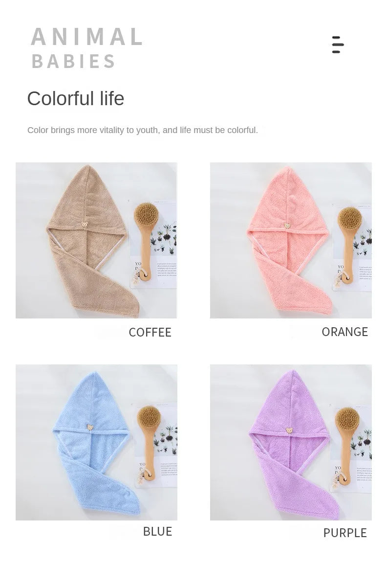 Microfiber Hair Drying Towel Wrap – Quick-Dry Turban for Women, 25x63cm (5 Colors)