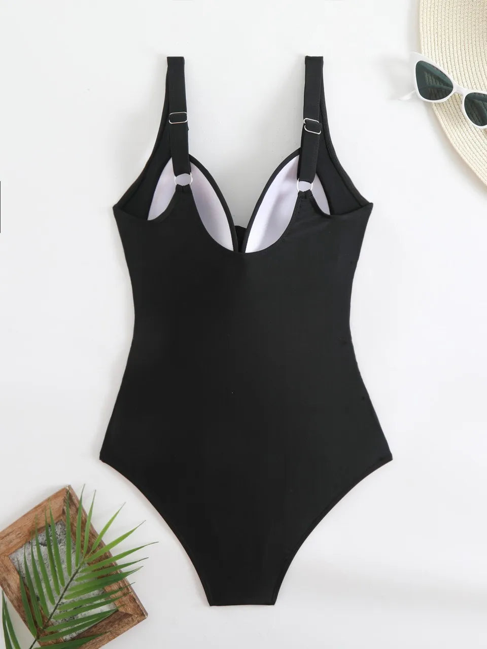 Ruched One-Piece Swimsuit for Women – Solid Color Bodysuit | Adjustable Straps | S–XXL