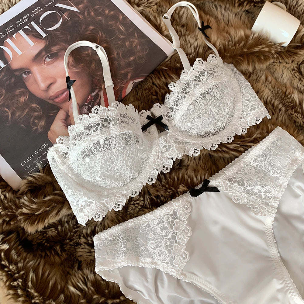 Lace Push-Up Bra & Brief Set – Underwire, Embroidery, Plus Size | Women's Lingerie