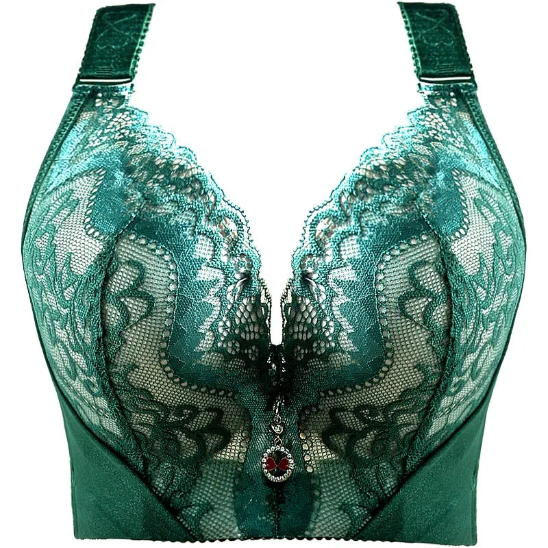 Women's Plus Size Lace Push Up Bra | Sexy Underwire Full Coverage Bra for Curvy Women | Wide Side Wings C–E Cup (34–50)