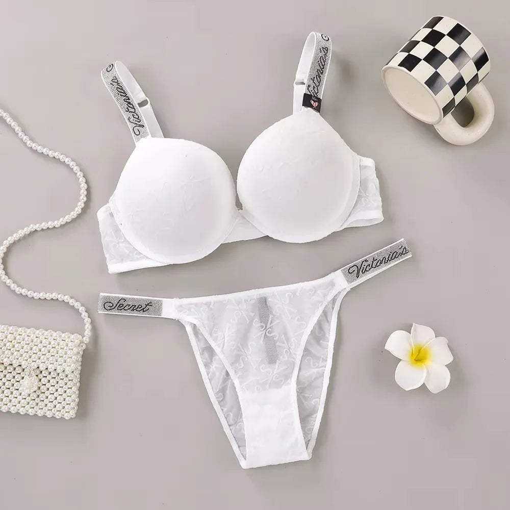 Women's Premium Padded Push-Up Bra & Panty Set – Sporty Adjustable Seamless Lingerie