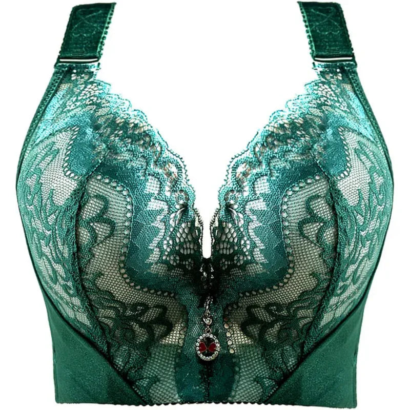 Women's Plus Size Lace Push Up Bra | Sexy Underwire Full Coverage Bra for Curvy Women | Wide Side Wings C–E Cup (34–50)