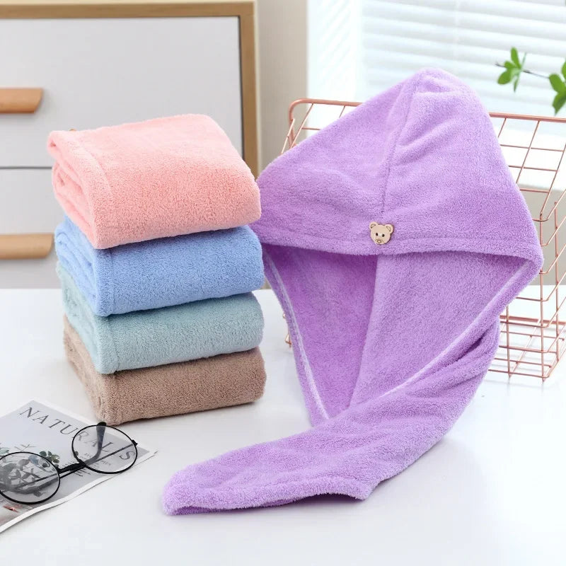 Microfiber Hair Drying Towel Wrap – Quick-Dry Turban for Women, 25x63cm (5 Colors)