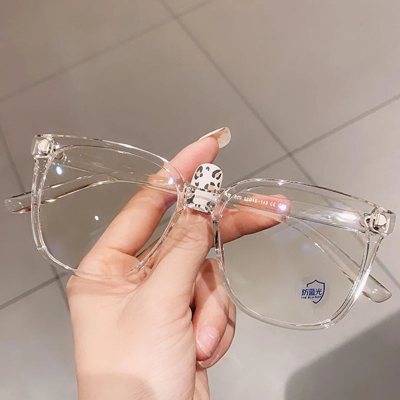 Oversized Square Myopia Glasses | Black, Pink & Clear Frames