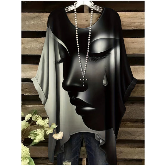 Floral Print Oversized T-Shirt – Crew Neck Short Sleeve Casual Top
