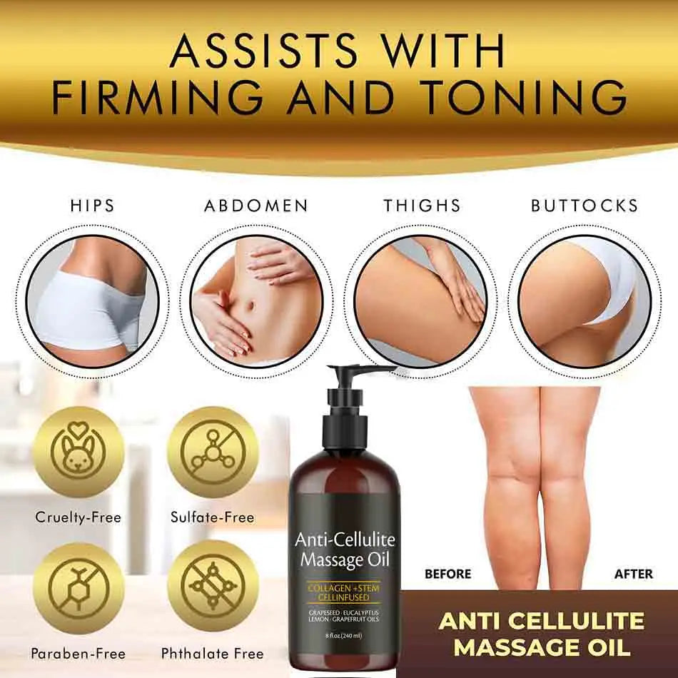 Anti-Cellulite Collagen & Stem Cell Body Massage Oil – Skin Tightening & Firming (240ml)