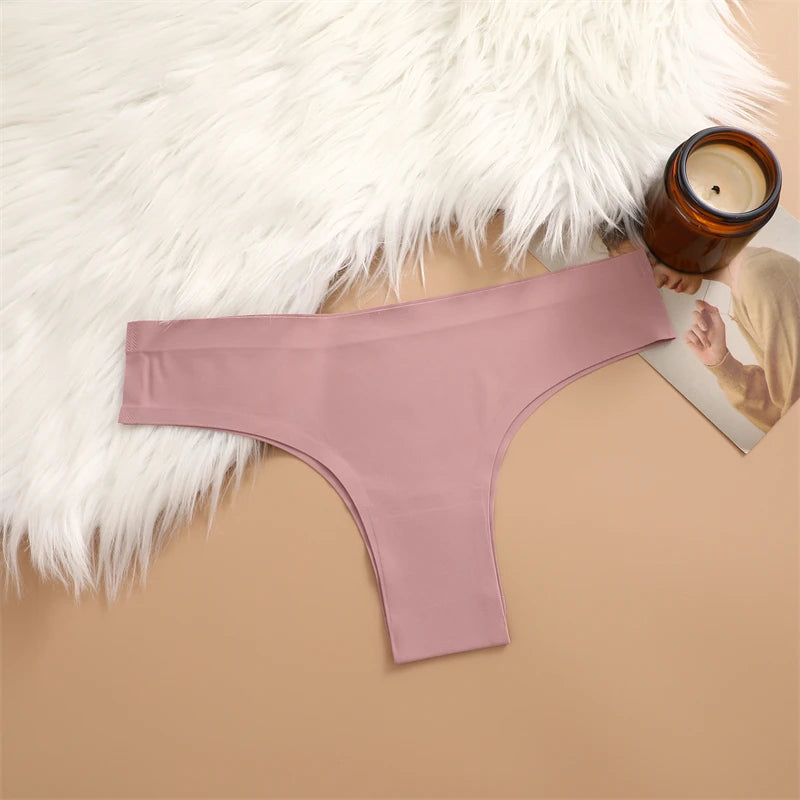 3PCS Seamless Maillard Panties Ultra-thin Brazilian panties Women Ice Silk Underwear Sexy Panty Low Waist G-string Female Solid