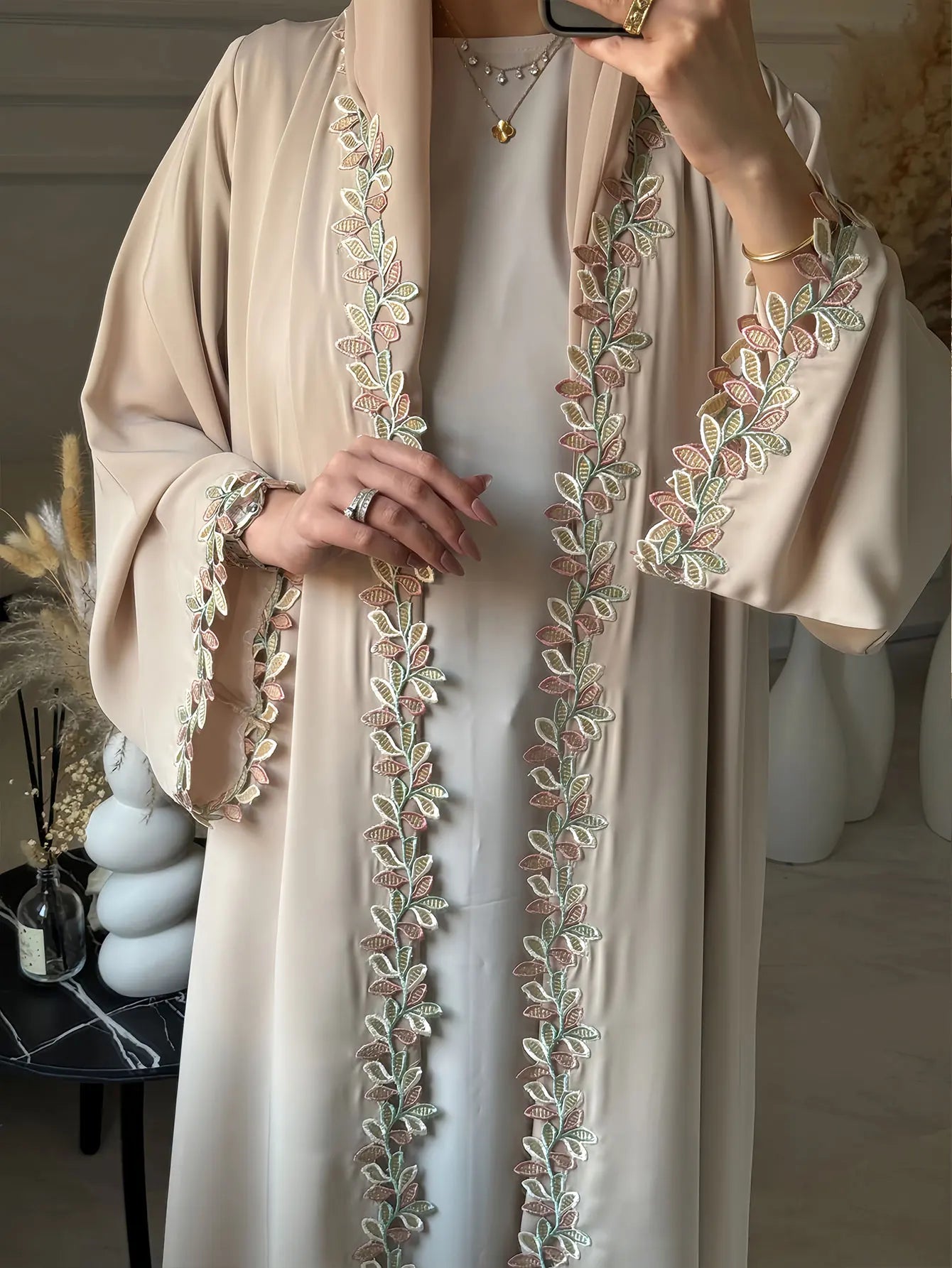 Women's Luxury Embroidered Abaya | Sequin & Bead Detail | Gulf Style
