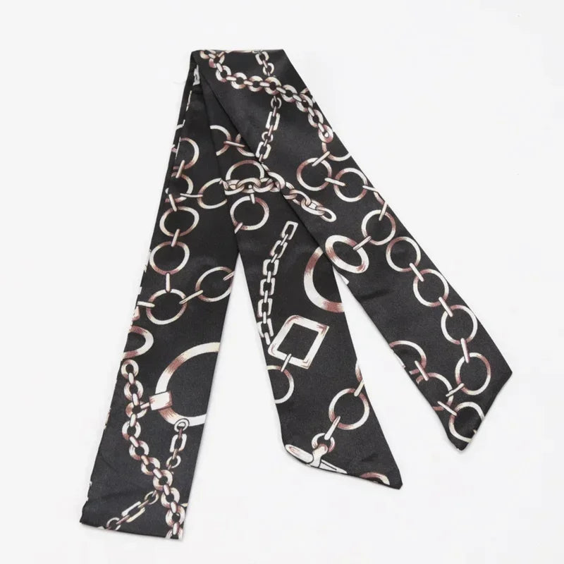 Skinny Scarf Hair Small Women Simple Style Handle Ribbon Fashion Printing Hairband Headscarf Beautiful Scarves Bags for Women