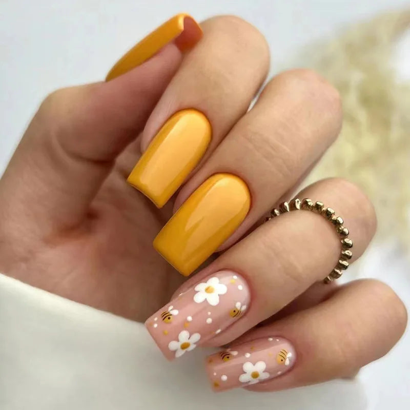 Short Squoval Press-On Nails - Glossy Solid Colors, 24-Piece Set