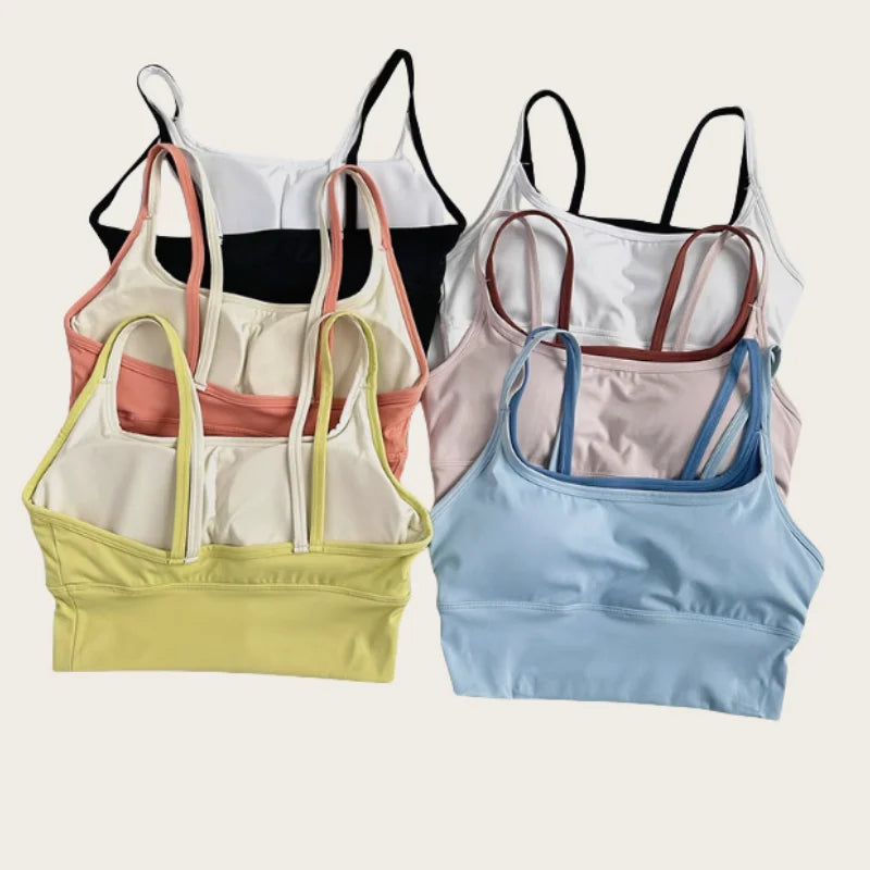 Women's Shockproof Gathering Sports Bra – Quick-Dry Suspender Vest | Yoga Fitness Running