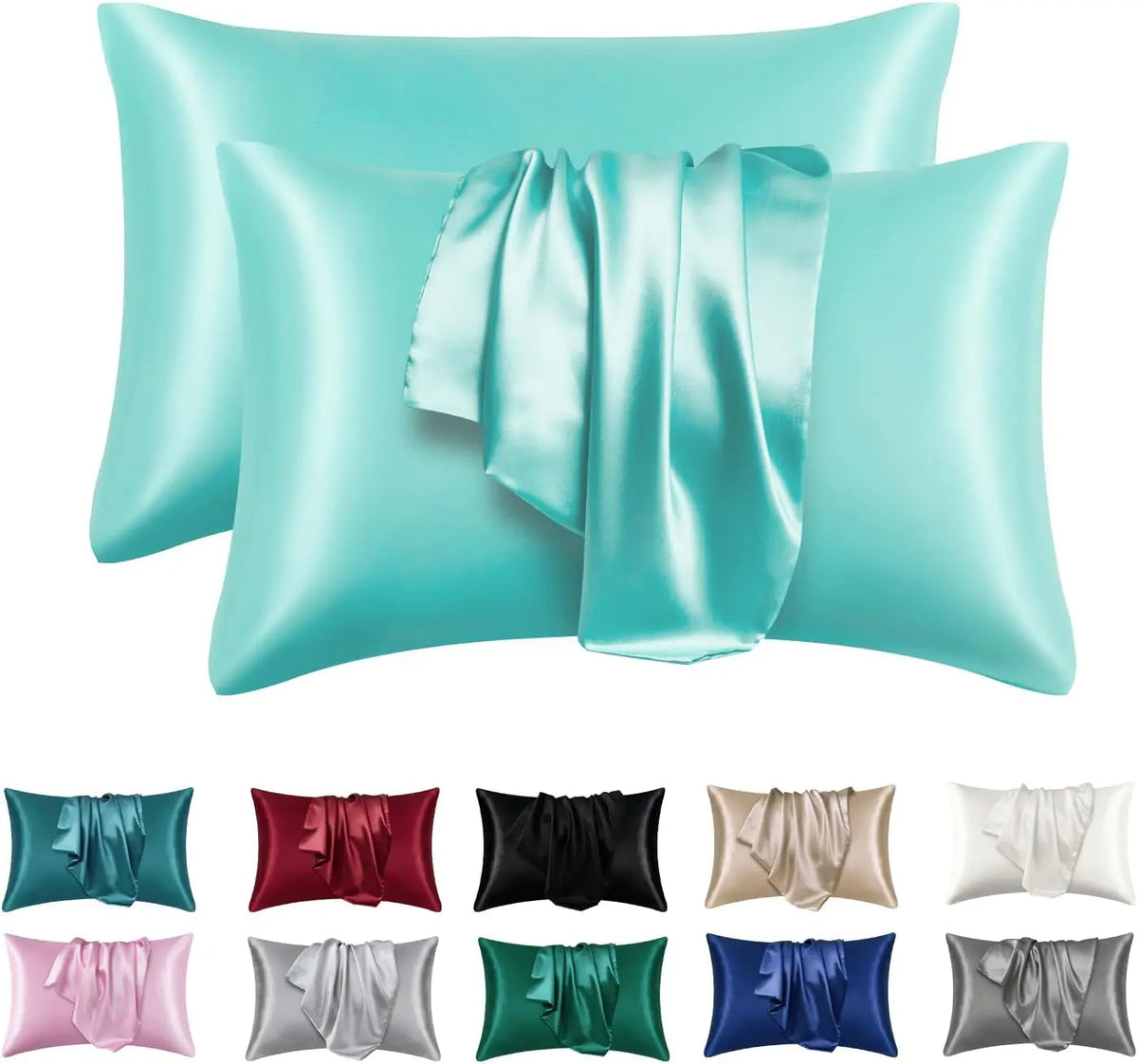 2-Pack Charmeuse Satin Pillowcases, Multiple Sizes
