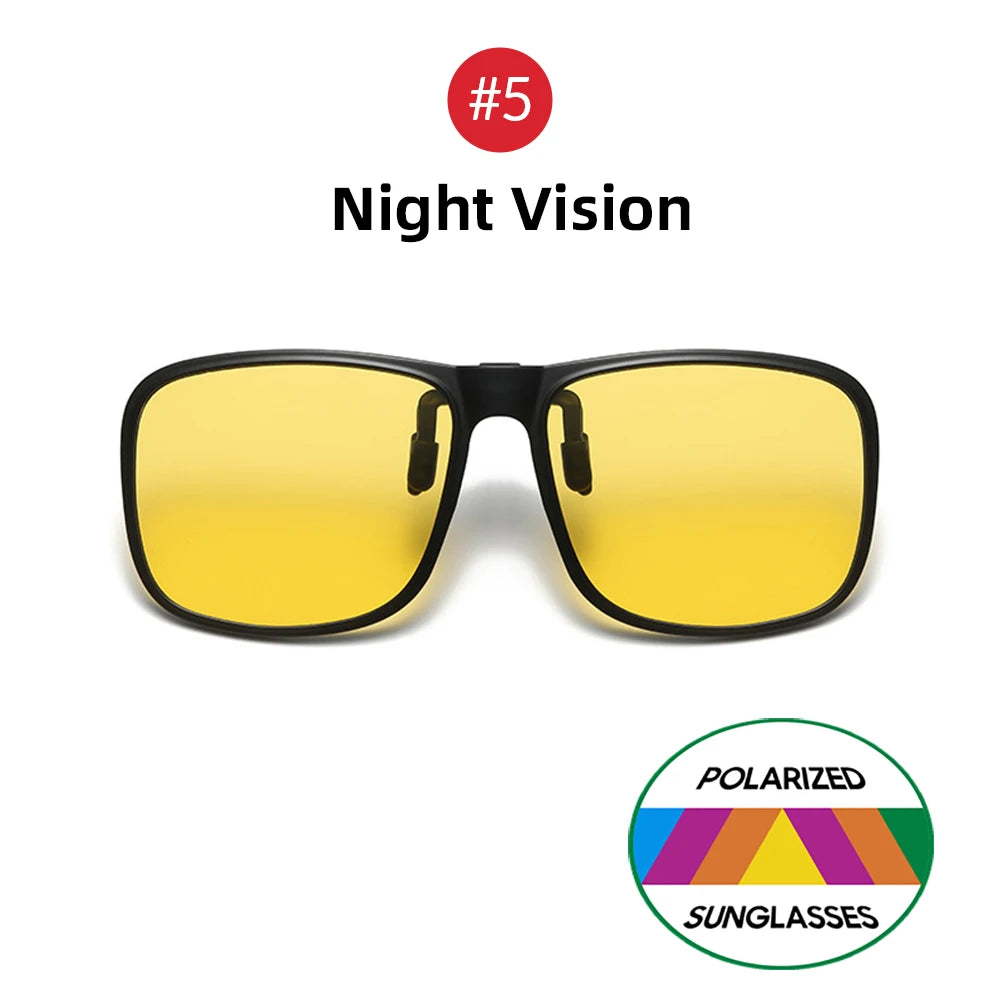 Rectangle Flip-Up Clip-On Sunglasses | 6 Lens Options