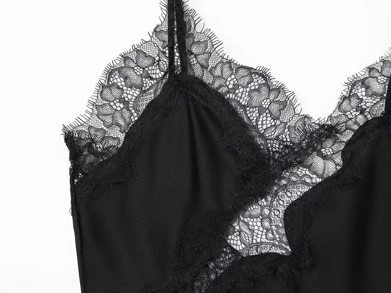MUJER Black Lace Tops for Women Camisole Sexy Backless Tops Woman 2025 Summer Sleeveless Women's Tops Straps Beach Top Female