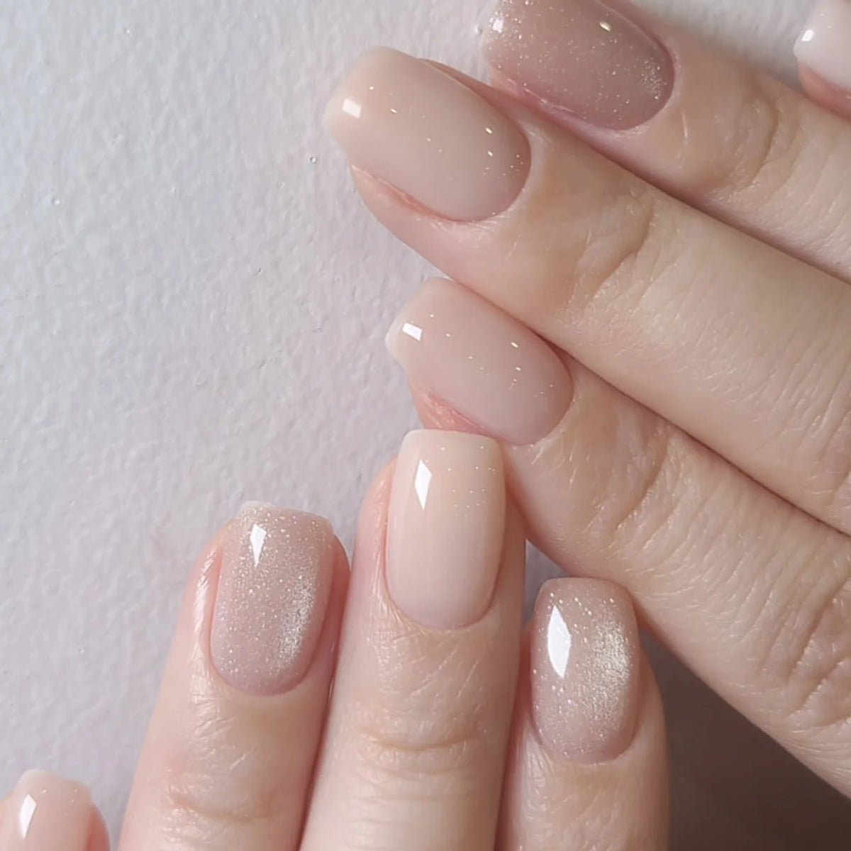 Short Square Cat Eye Press-On Nails with Glue - 24-Piece Set