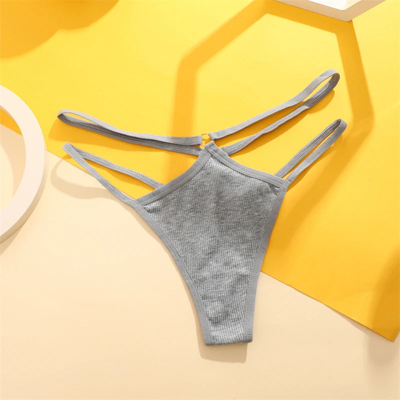 Double Strap Ring Detail Thong — Low-Rise Seamless G-String