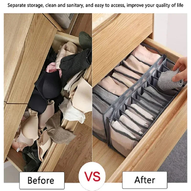 11 Compartment Home Collapsible Underwear Storage Box Nylon Organizing Dormitory Storage Bra Organizing Breathable Mesh Bag