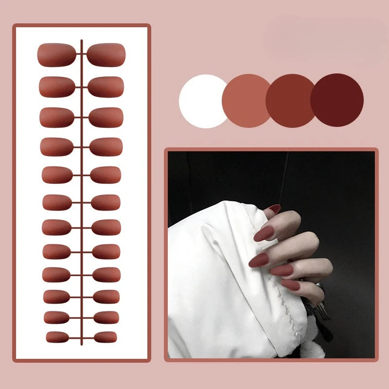 Short Squoval Press-On Nails - Glossy Solid Colors, 24-Piece Set